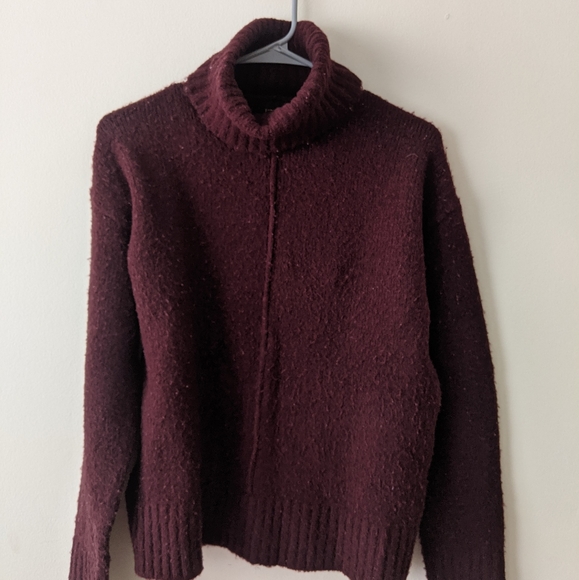 Dark Maroon Wooly Turtleneck Sweater - Picture 1 of 3